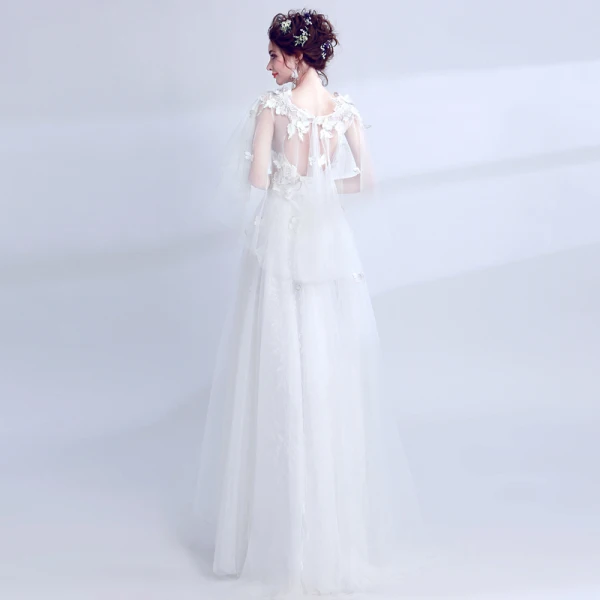Chic / Beautiful White Evening Dresses 2018 U-Neck Tulle Butterfly Appliques Backless Evening Party Formal Dresses