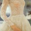 Élégant Ivoire Robe De Mariée 2018 Princesse V-Cou Perlage Ceinture Volants Chapel Train