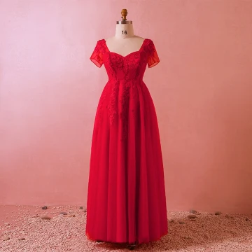 Snygga Fina Röd Extra Stor Storlek Aftonklänningar 2018 Prinsessa U Hals Tyll Spets Korsade Remmar Appliqués Halterneck Beading Sommar Afton Formella Klänningar