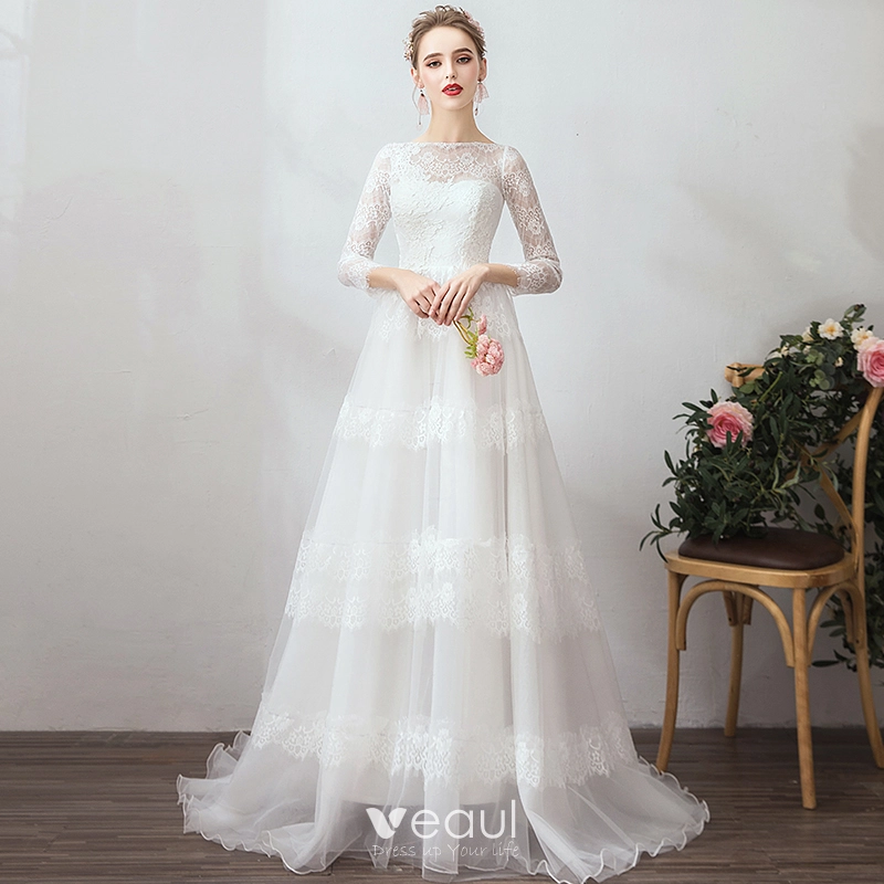 lace jacket for evening dress A-Line Gothic Wedding Dress with Sleeves Black Lace Jacket Black / US16 main image 0