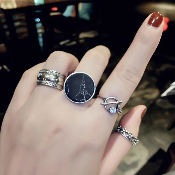 Mode Silver Rhinestone Blomma Gatukläder Ringar Set 4-delat Ringar 2019 Tillbehör