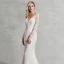 Modern / Fashion Sexy Ivory Wedding Dresses 2020 Trumpet / Mermaid V-Neck 3D Lace Long Sleeve Appliques Backless Embroidered Sweep Train Wedding