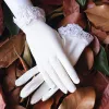 Chic / Beautiful Ivory Bridal Gloves 2020 Lace Rhinestone Tulle Wedding Prom Accessories