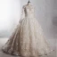 Stijlvolle Luxe Ivoor Cathedral Train Huwelijk 2018 Lange Mouwen U-hals Tule Lace-up Appliques Ruglooze Kralen Parel Handgemaakt Baljurk Trouwjurken