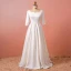 Schlicht Weiß Übergröße Hochzeit 2018 A Linie Lange Ärmel U-Ausschnitt Charmeuse Schnüren Rückenfreies Brautkleider