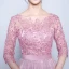 Chic / Beautiful 2017 3/4 Sleeve Candy Pink Red Crossed Straps Lace X-Strap Chiffon Lace U-Neck Cocktail Party Evening Party Summer Ball Gown Prom Dresses