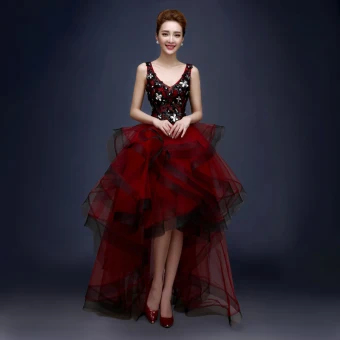 Snygga Fina 2017 Burgundy Festklänningar V Hals Spets Handgjort Appliqués Halterneck Rhinestone Prinsessa Cocktailklänningar