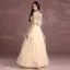 Bling Bling 2 Piece Nude Prom Dresses 2017 A-Line / Princess Scoop Neck Sleeveless Ruffle Organza Beading Sequins Floor-Length / Long Formal Dresses