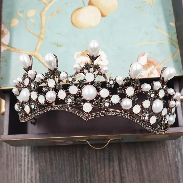 Vintage Bridal Jewelry 2017 Wedding Metal Accessories Rhinestone Tiara Ivory Pearl