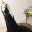 Stunning Pierced Black Evening Dresses  2017 A-Line / Princess Scoop Neck Long Sleeve Appliques Lace Chiffon Formal Dresses Chapel Train