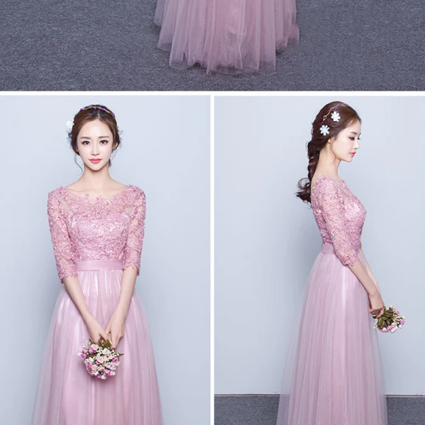 Chic / Beautiful 2017 3/4 Sleeve Candy Pink Red Crossed Straps Lace X-Strap Chiffon Lace U-Neck Cocktail Party Evening Party Summer Ball Gown Prom Dresses