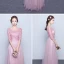 Chic / Beautiful 2017 3/4 Sleeve Candy Pink Red Crossed Straps Lace X-Strap Chiffon Lace U-Neck Cocktail Party Evening Party Summer Ball Gown Prom Dresses