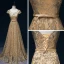 Sparkly Gold Evening Dresses  2017 A-Line / Princess Glitter Strapless Lace Backless Navy Blue Homecoming Evening Party Party Dresses