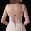 Chic / Beautiful Champagne Backless Wedding Dresses 2017 A-Line / Princess V-Neck Shoulders Sleeveless Beading Pearl Court Train
