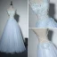 Snygga / Fina Himmelsblå Aftonklänningar 2017 Prinsessa Spets V-Hals Appliqués Halterneck Broderade Afton Balklänningar