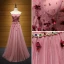 Chic / Belle Rougissant Rose Robe De Soirée 2017 Princesse Bustier Tulle Perlage Appliques Dos Nu Soirée Robe De Ceremonie