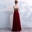 Snygga / Fina Burgundy Aftonklänningar 2017 Hög Hals Prinsessa Burgundy Halterneck Broderade Polyester Afton Formella Klänningar