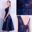 Chic / Beautiful Purple Graduation Dresses 2018 A-Line / Princess V-Neck Backless Starry Sky Printing Homecoming Formal Dresses
