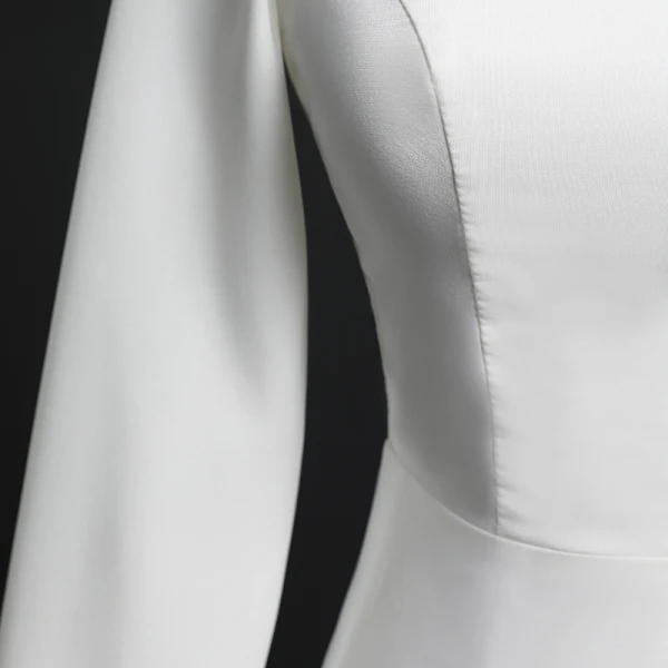 Modest / Simple Ivory Wedding Dresses 2018 Trumpet / Mermaid Scoop Neck Long Sleeve Backless Cathedral Train