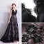 Chic / Beautiful Black 2018 Summer Evening Dresses  V-Neck Tulle Lace-up Sleeveless A-Line / Princess Floor-Length / Long Crossed Straps Backless Printing Evening Party Formal Dresses