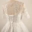 Luxury / Gorgeous Ivory 2018 Wedding Crossed Straps Lace Tulle U-Neck 1/2 Sleeves Appliques Backless Beading Summer Ball Gown Wedding Dresses