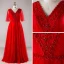 Luxury / Gorgeous Red Plus Size Evening Dresses  2018 A-Line / Princess V-Neck Tulle Lace-up Beading Backless Crystal Evening Party Prom Dresses