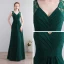 Modest / Simple Dark Green Floor-Length / Long Evening Dresses  2018 A-Line / Princess V-Neck Chiffon Lace-up Backless Evening Party Formal Dresses