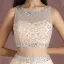 Bling Bling 2 Piece Nude Prom Dresses 2017 A-Line / Princess Scoop Neck Sleeveless Ruffle Organza Beading Sequins Floor-Length / Long Formal Dresses
