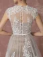 Romantique Plage Champagne Robe De Mariée 2017 Princesse Manches Courtes Encolure Dégagée Appliques En Dentelle Train De Balayage