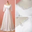 Schlicht Weiß Übergröße Hochzeit 2018 A Linie Lange Ärmel U-Ausschnitt Charmeuse Schnüren Rückenfreies Brautkleider
