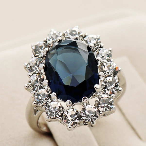 Luxe Bleu Marine Faux Diamant Fait main Chanceux Bague Métal Soirée Anneaux 2019 Accessorize