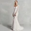 Modern / Fashion Sexy Ivory Wedding Dresses 2020 Trumpet / Mermaid V-Neck 3D Lace Long Sleeve Appliques Backless Embroidered Sweep Train Wedding