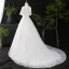 Simple Blanche Grande Taille Robe De Mariée 2020 Princesse Manches Courtes V-Cou Couleur Unie Dentelle Fait main Appliques Brodé Chapel Train Mariage