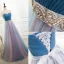 Chic / Beautiful 2017 Evening Dresses  Sky Blue Chiffon Striped Strapless Rhinestone A-Line / Princess Formal Dresses