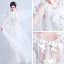 Chic / Beautiful White Evening Dresses  2018 U-Neck Tulle Butterfly Appliques Backless Evening Party Formal Dresses