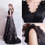 Chic / Beautiful Black 2018 Summer Evening Dresses  V-Neck Tulle Lace-up Sleeveless A-Line / Princess Floor-Length / Long Crossed Straps Backless Printing Evening Party Formal Dresses