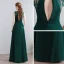 Modest / Simple Dark Green Floor-Length / Long Evening Dresses  2018 A-Line / Princess V-Neck Chiffon Lace-up Backless Evening Party Formal Dresses