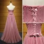 Chic / Belle Rougissant Rose Robe De Soirée 2017 Princesse Bustier Tulle Perlage Appliques Dos Nu Soirée Robe De Ceremonie