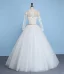 Elegant White Ball Gown Wedding Dresses 2017 Scoop Neck Long Sleeve Appliques Lace Beading Pearl Metal Sash Floor-Length / Long