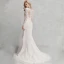 Modern / Fashion Sexy Ivory Wedding Dresses 2020 Trumpet / Mermaid V-Neck 3D Lace Long Sleeve Appliques Backless Embroidered Sweep Train Wedding
