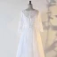Chic / Belle Blanche Grande Taille Robe De Soirée 2020 Dentelle U-Cou Fait main Perlage Paillettes Brodé Bande Thé Longueur Soirée Été Manches Longues Princesse Robe De Ceremonie