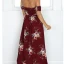 Mote Rødmende Rosa Te-lengde Maxikjoler 2018 Prinsesse Chiffon Brodert Printing Strapless Strand Dameklær
