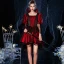 Vintage / Retro Medieval Gothic Red Black Short Prom Dresses 2021 A-Line / Princess Square Neckline 3/4 Sleeve Zipper Up Lace Tulle Prom Formal Dresses