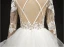 Stunning White Wedding Dresses 2017 Scoop Neck Long Sleeve Backless Pierced Lace Pleated Organza Floor-Length / Long Ball Gown