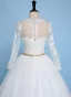 Elegant White Ball Gown Wedding Dresses 2017 Scoop Neck Long Sleeve Appliques Lace Beading Pearl Metal Sash Floor-Length / Long