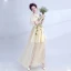 Chic / Beautiful Yellow Evening Dresses  2018 A-Line / Princess Tulle V-Neck Appliques Backless Evening Party Formal Dresses