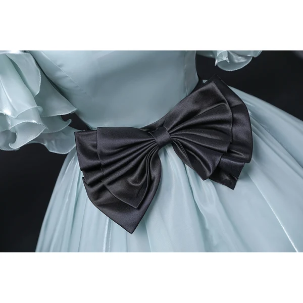 Mode Vert Citron Robe De Bal 2022 Robe Boule Encolure Dégagée Volants Manches Courtes Dos Nu Noeud Ceinture Longue Promo Robe De Ceremonie