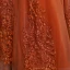 Chic / Beautiful Orange Lace Flower Prom Dresses 2022 A-Line / Princess Off-The-Shoulder Short Sleeve Backless Floor-Length / Long Formal Dresses