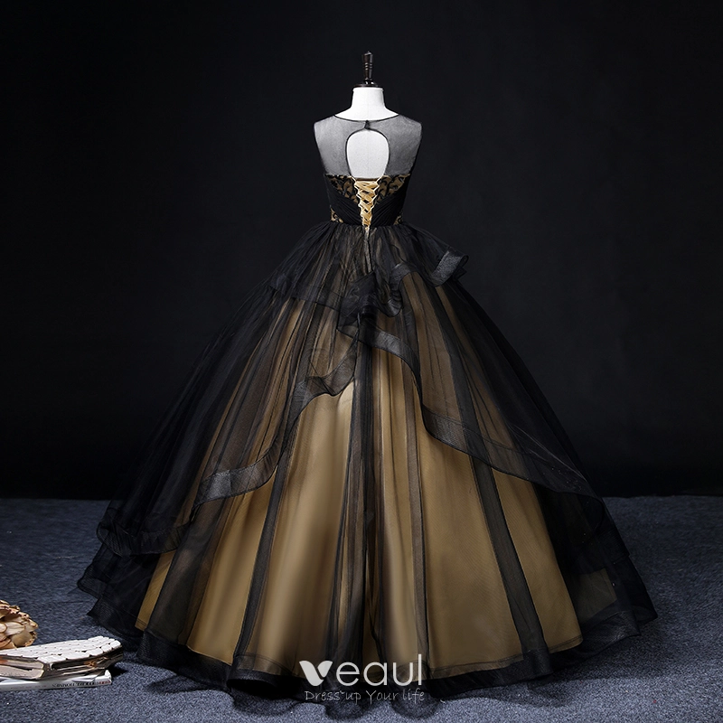 green emerald velvet dress Dramatic Gold Black Shimmery Gold Applique Choker Prom Dress