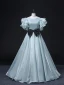 Mode Vert Citron Robe De Bal 2022 Robe Boule Encolure Dégagée Volants Manches Courtes Dos Nu Noeud Ceinture Longue Promo Robe De Ceremonie